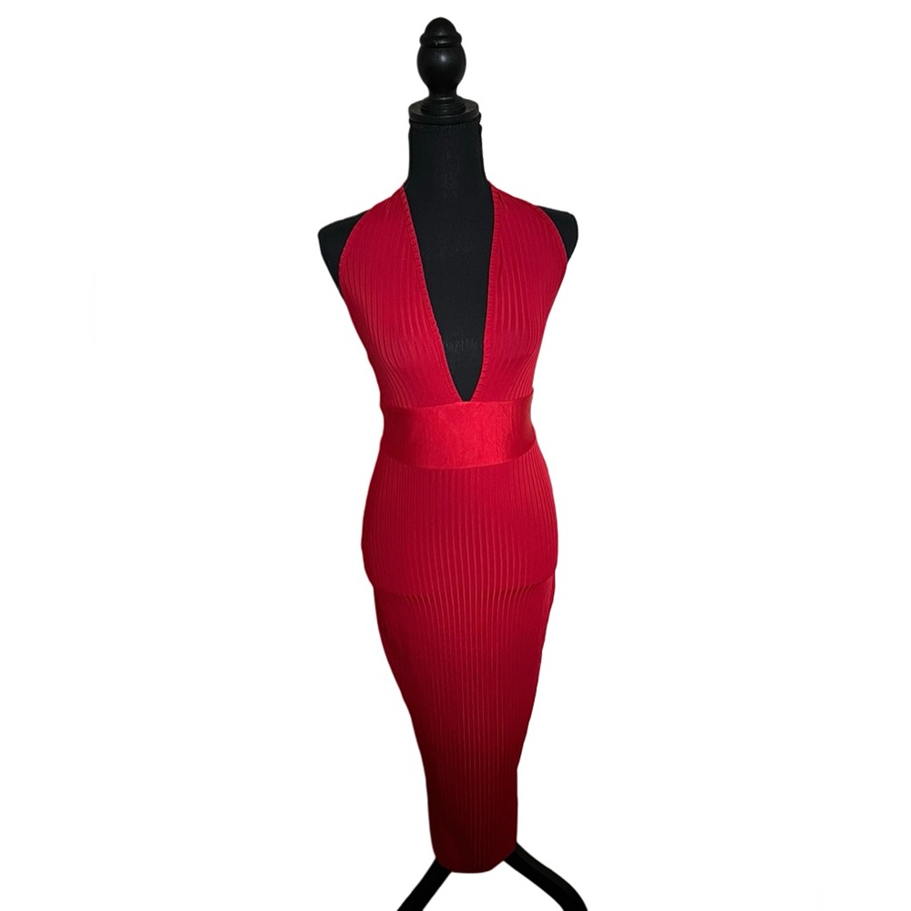 SHEIN Red Backless Halter Bodycon Dress Size XS